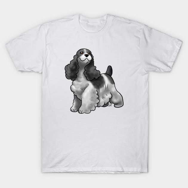 Dog - Cocker Spaniel - Black and White T-Shirt by Jen's Dogs Custom Gifts and Designs